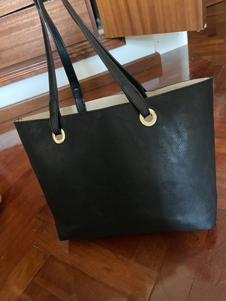 Mala shopper preta reversível NOVA