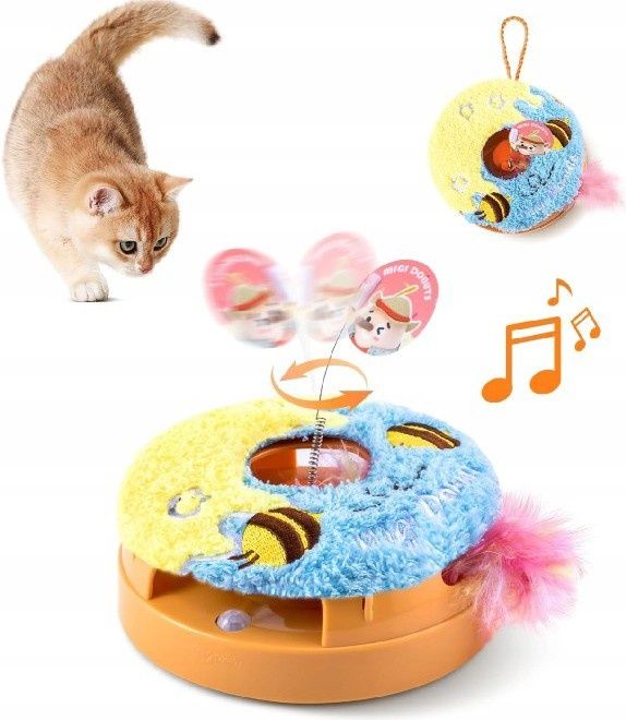 Zabawka dla kota interaktywna elektryczna - pączek z wirującym piórkie