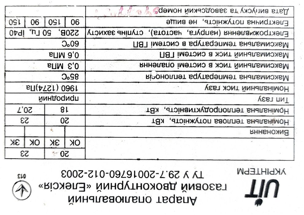 Запчастини котла Елексія