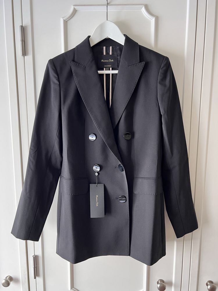 Blazer cruzado com botões MASSIMO DUTTI preto novo 36