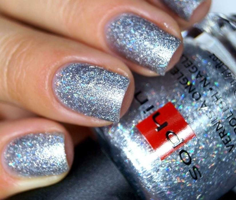 Лак для ногтей Sophin 374 Glamour 12ml серебро с яркими блестками
