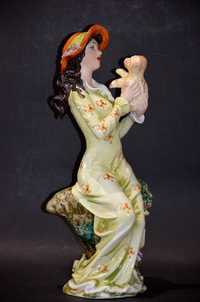 Porcelana Roceram figurka IRIS dama z pieskiem 34cm kolekcja