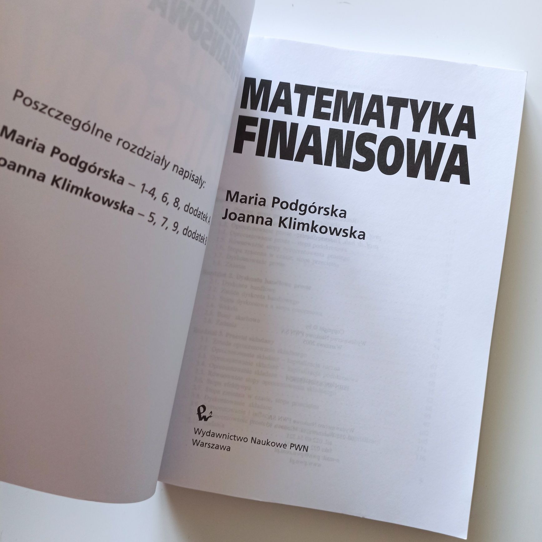 Matematyka finansowa / Podgórska