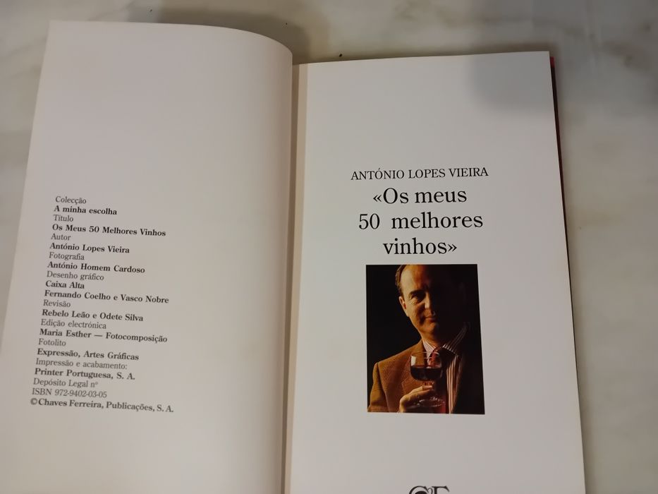 Livro Os Meus 50 Melhores Vinhos António Lopes Vieira