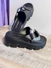 Чорні шкіряні шльопки сандалі на платформі Vitto Rossi 38,5р