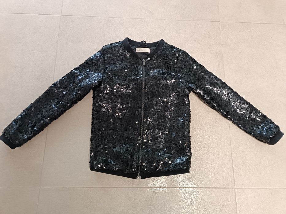 Bluza czarna cekinowa H&M, cekiny, rozmiar 128, stan idealny