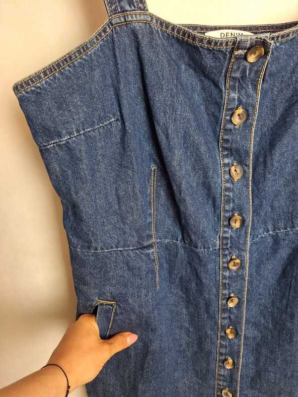 Bawełniana sukienka jeansowa na ramiączkach ogrodniczka 46 18 XXXL