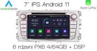 Radio Android 11 Ford Focus 2 Mondeo Galaxy S-Max 4/64 PX6 DSP CarPlay