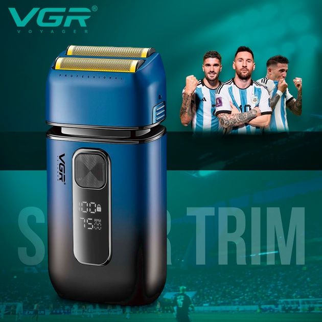 Електробритва VGR V-362 шейвер, подвійне лезо, IPX6, LED дисплей
