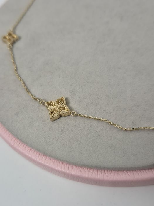 Złoty naszyjnik celebrytka w typie Van Cleef,złota koniczynka,585