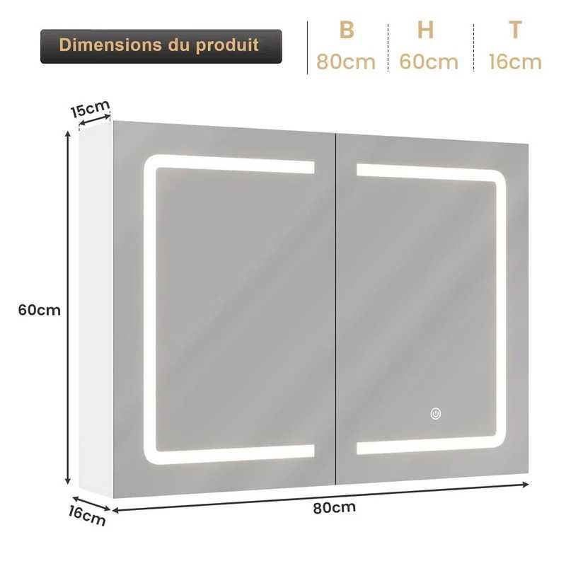 Nowa szafka łazienkowa / LED / półka/ lustro / 60x80x16cm !A2752!