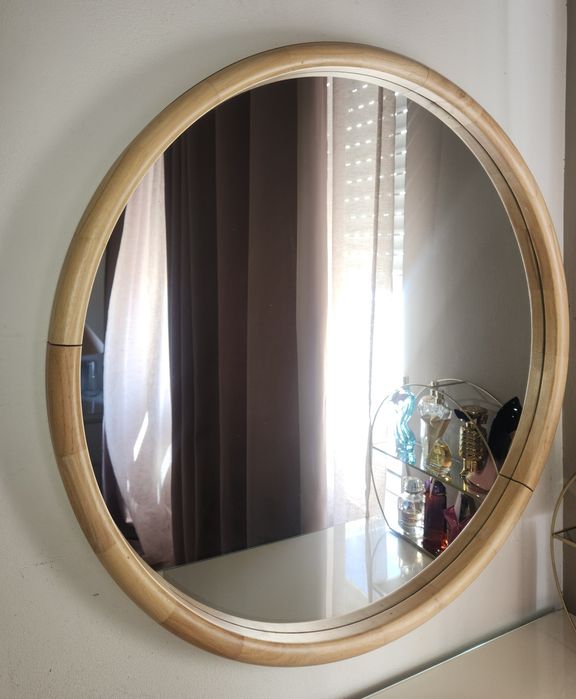 Espelho 80 cm de Diâmetro ( redondo) / Madeira rubberwood