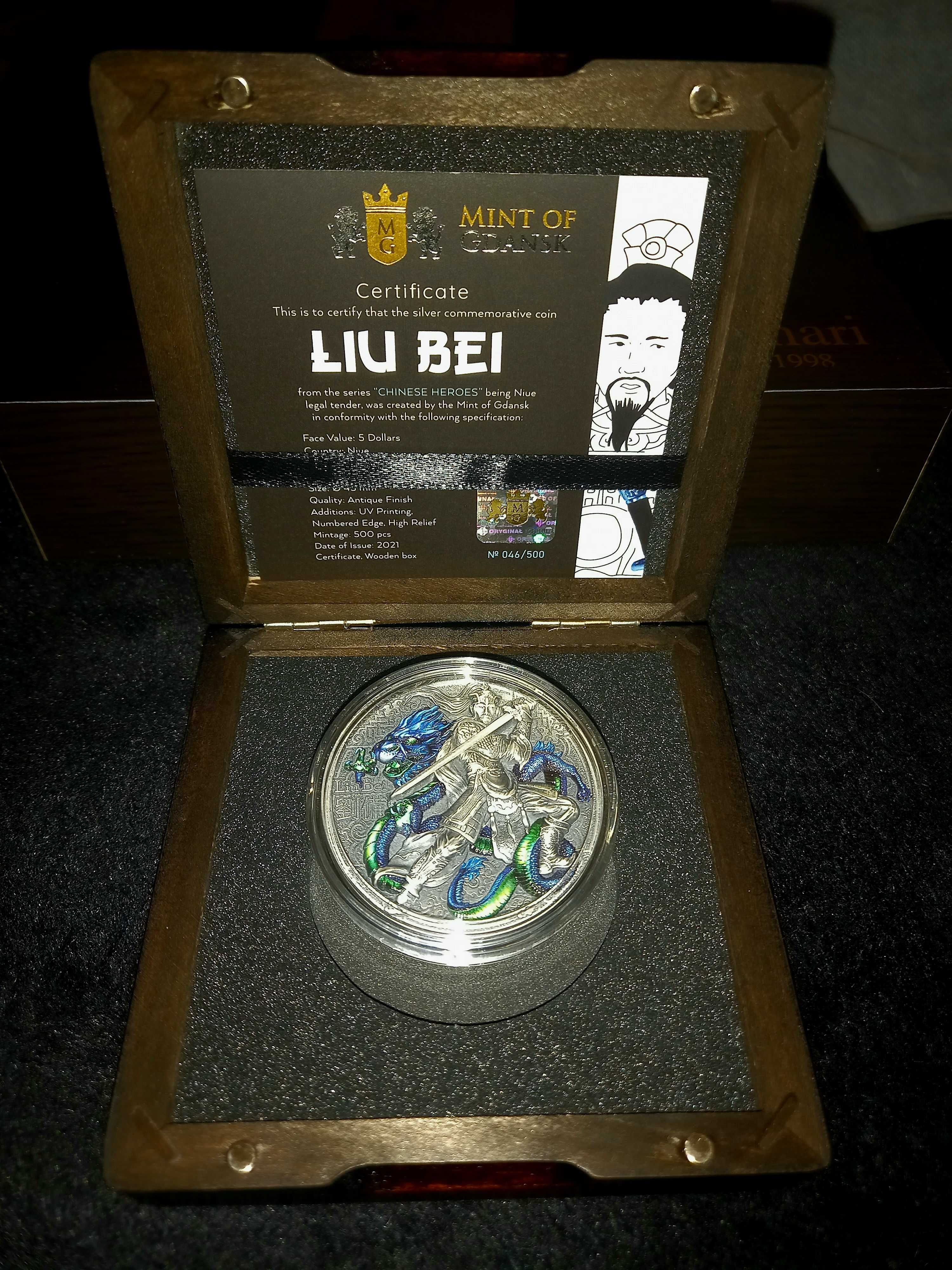 Srebrna Moneta Liu Bei Chińscy Bohaterowie.