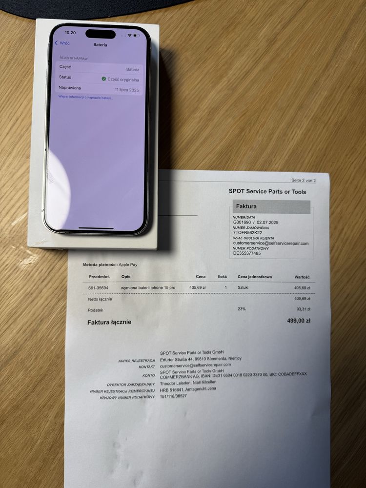Iphone 15 pro 100% kondycji biały