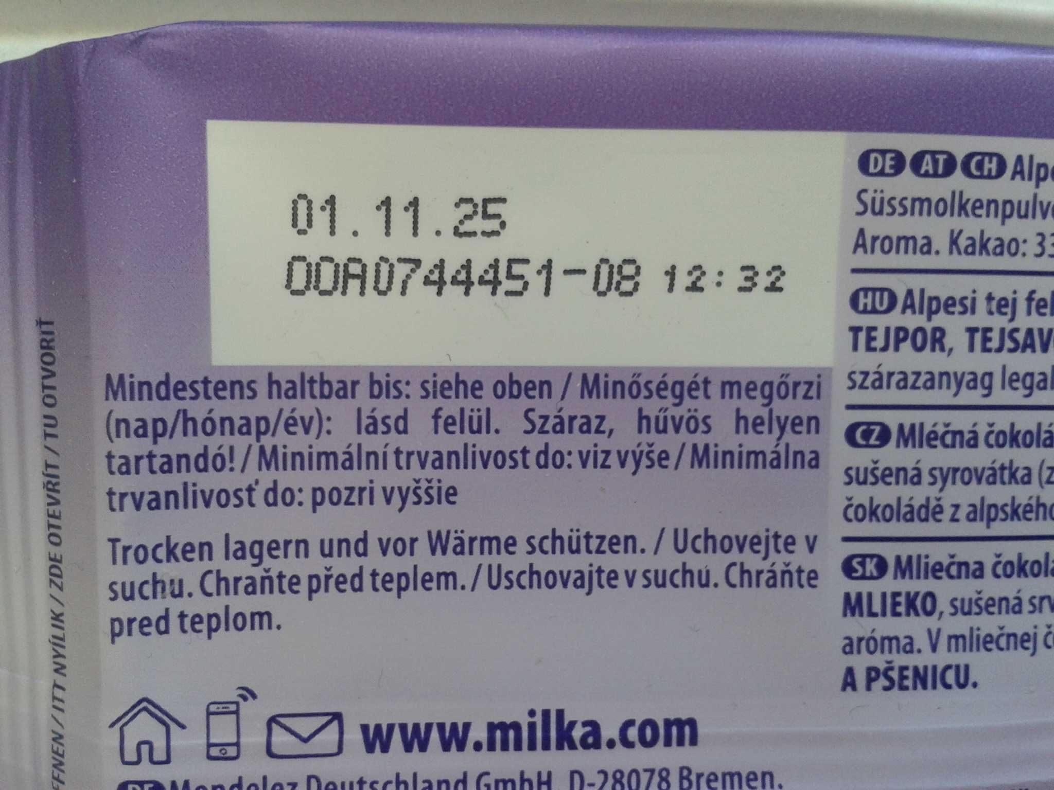 MILKA Czekolada mleczna Alpenmilch z pastą z orzechów z Niemiec 100gx2