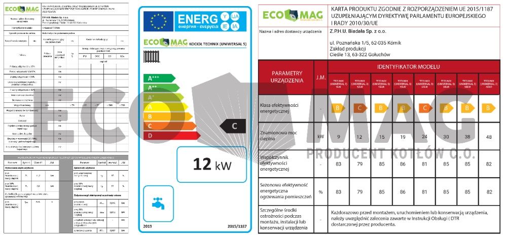 Piec, kocioł UNIWERSAL 12kW na ekogroszek Dostawa GRATIS 5 KLASA