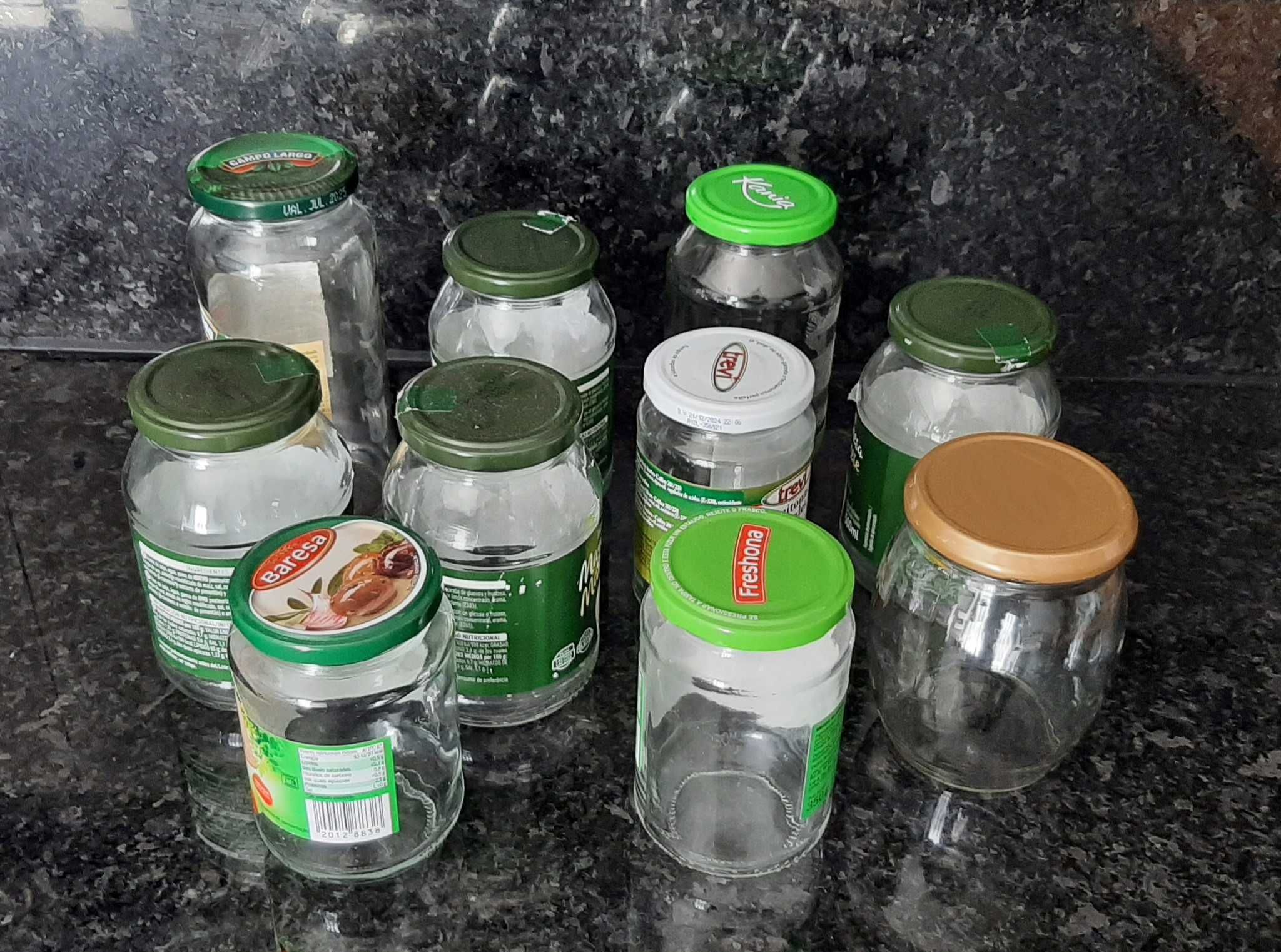 10 frascos em vidro com tampa em alumínio