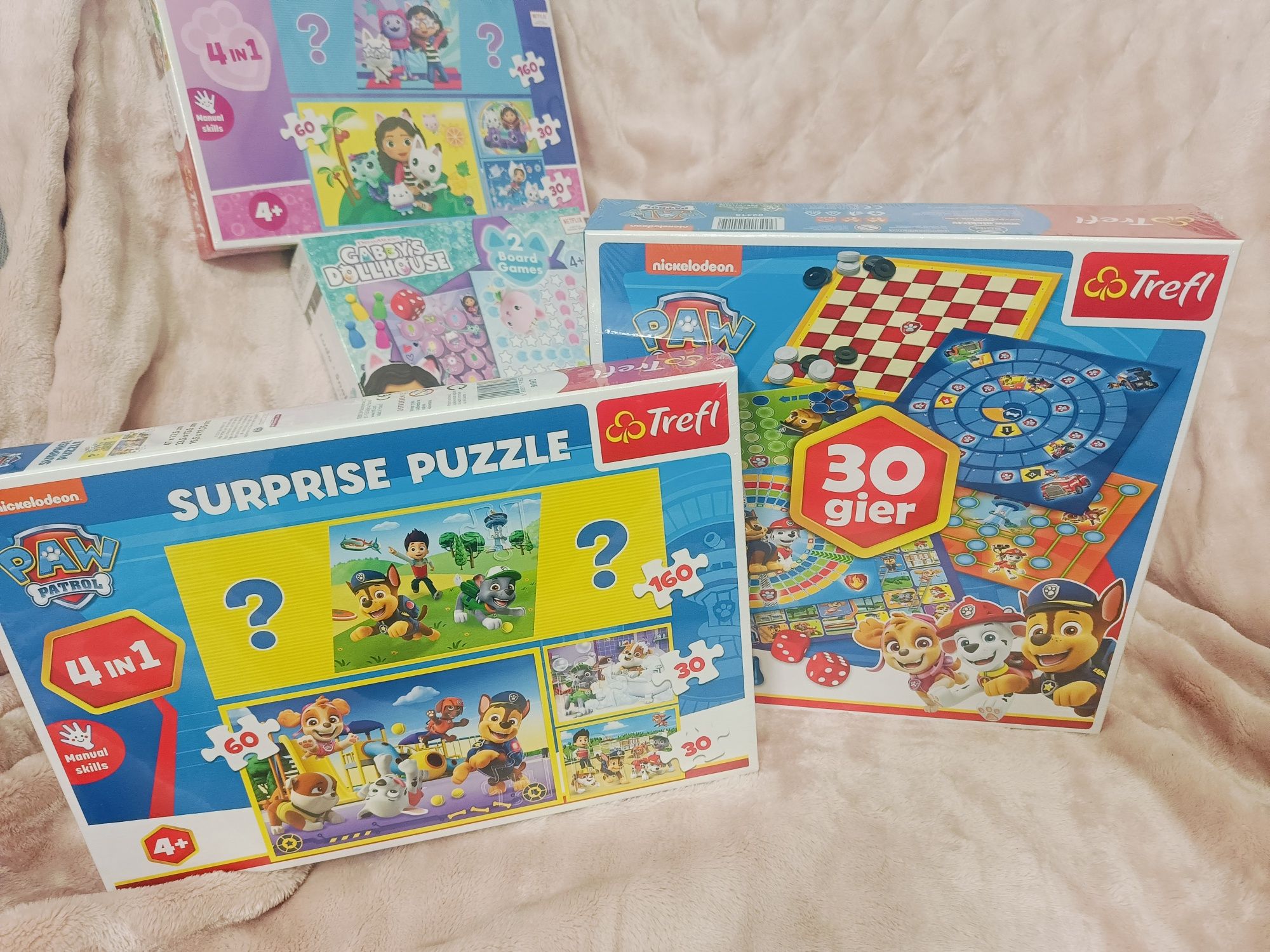 Psi Patrol gra planszowa 30 gier chińczyk warcaby Ludo Gabi puzzle