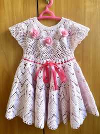 Детское платье вязанное крючком, нарядное платье на девочку