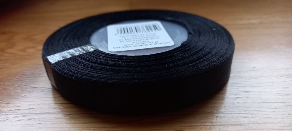 Wstążka satynowa 12mm nowa czarna
