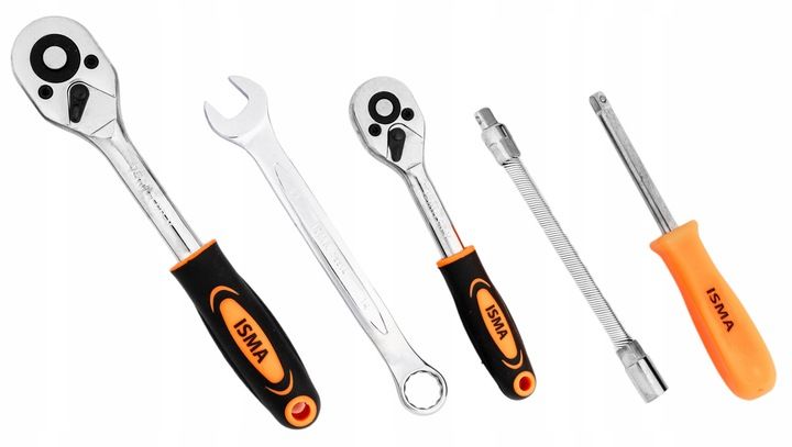 Zestaw Narzędziowy Klucze Płaskooczkowe Nasadowe Wkrętaki Bity 1/4" 3/