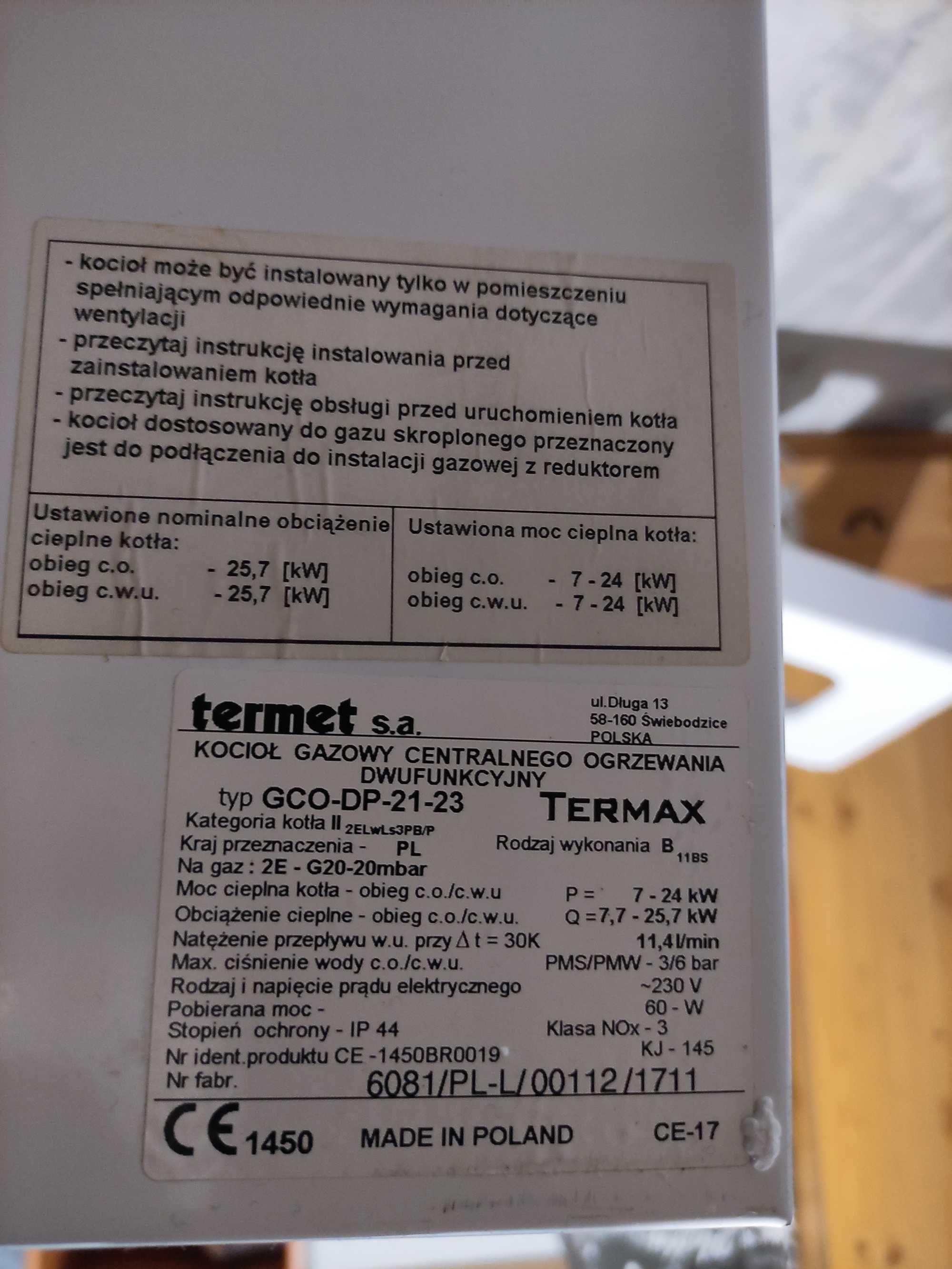 Piec gazowy Termet Termax-25