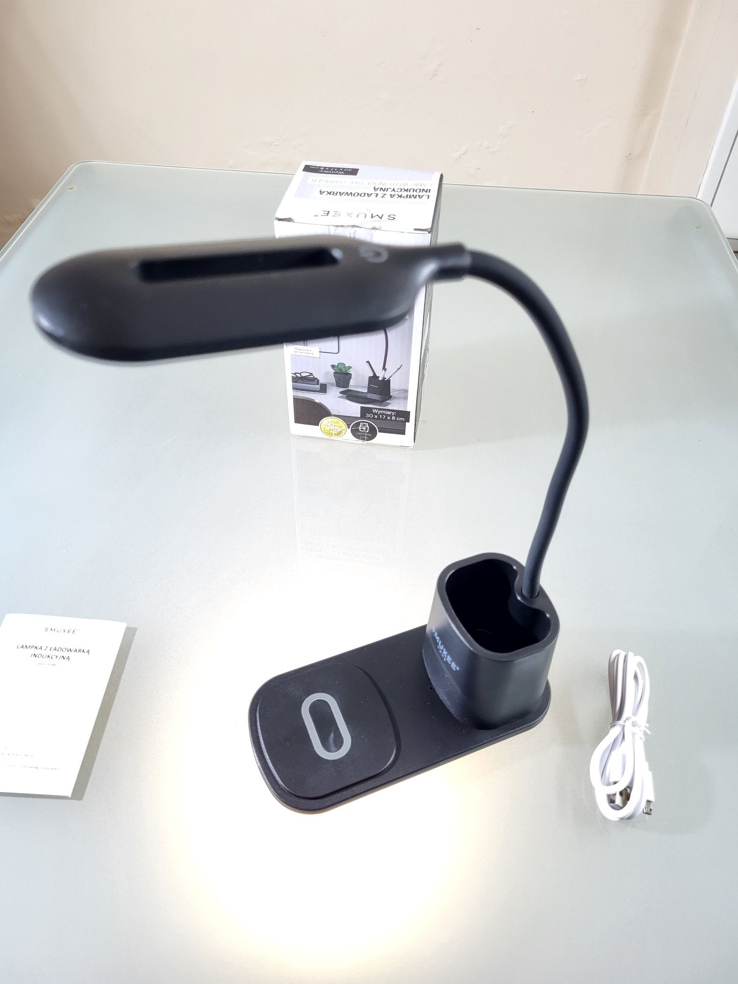 SMUKEE Home Lampka z ładowarką indukcyjną USB