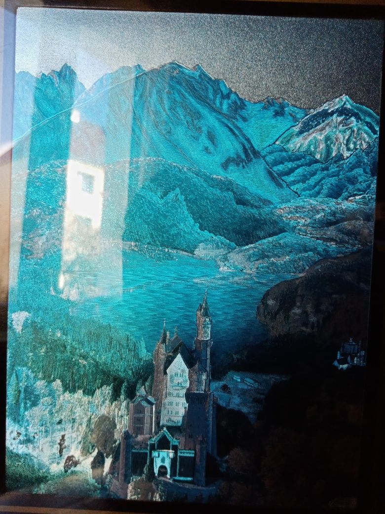 Obraz Niebieski z górami z Zamkiem w tle Nowy