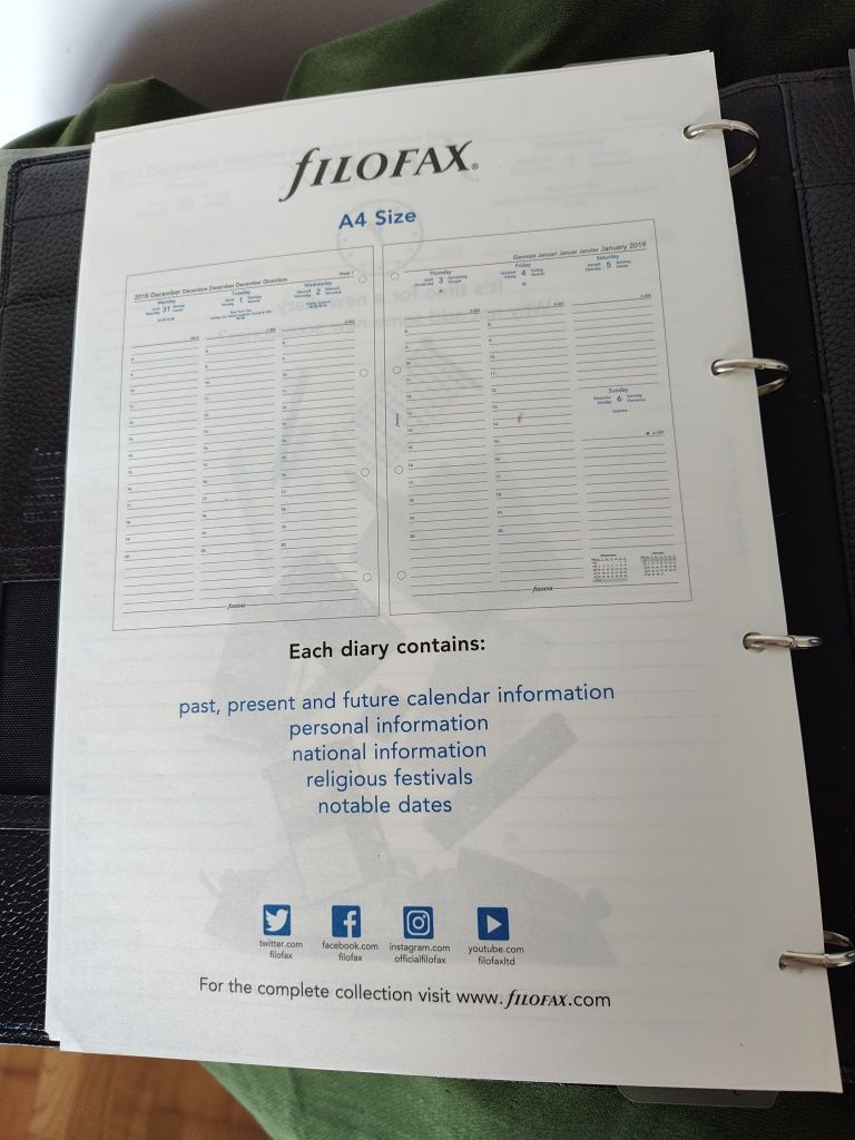 Kultowy organizer Filofax A4 - czarna skóra naturalna