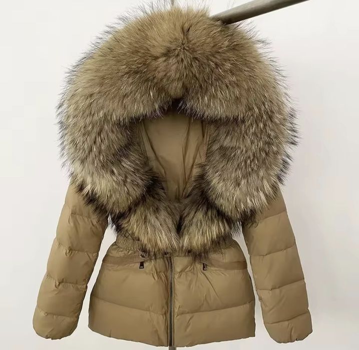 Kurtka zimowa puchowa naturalny jenot L
