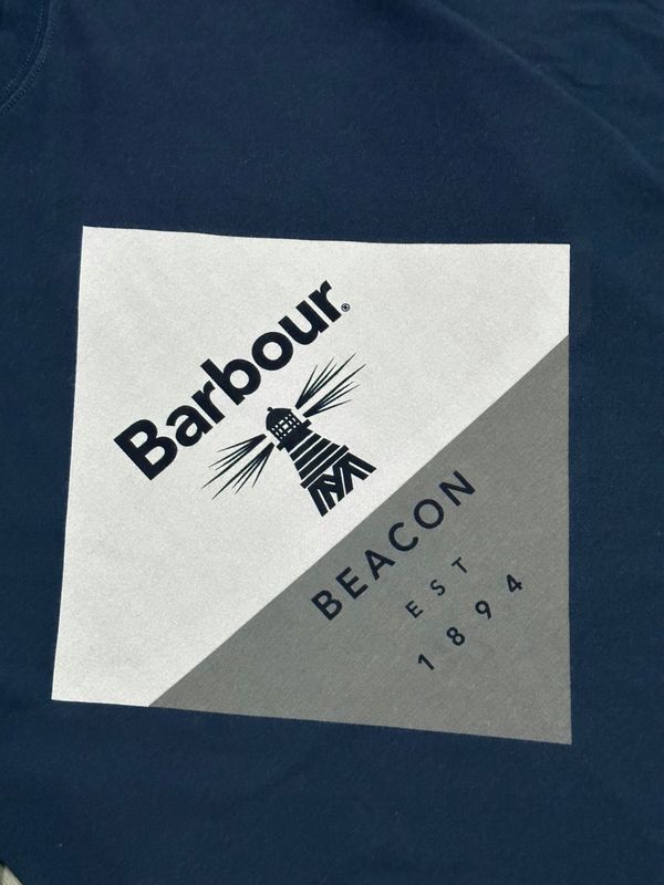 Barbour Beacon Koszulka T-Shirt Męska Slim Fit z Nadrukiem Logowana r.