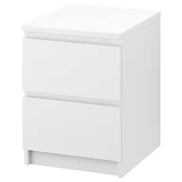 MALM połysk Komoda Nocna Ikea 2 szuflady biała 40x55 Nowa kartony