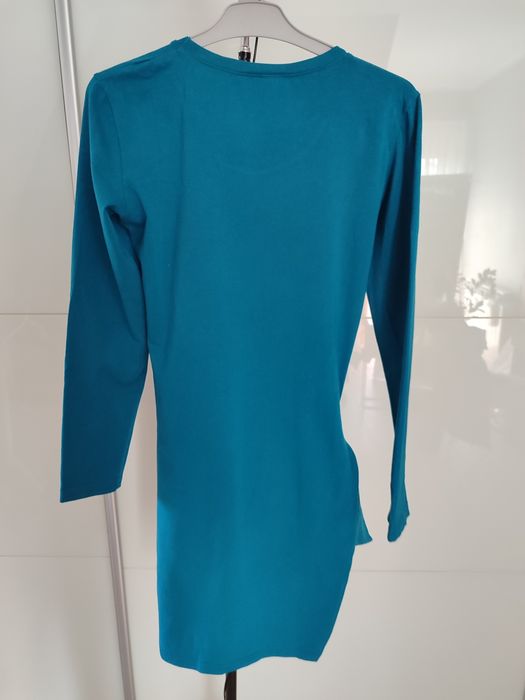 Sukienka turkus, ciekawy wiązany przód