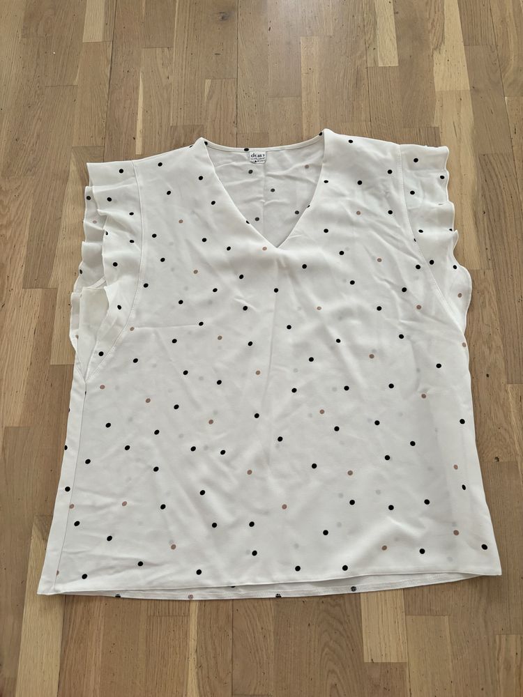 Koszulka t-shirt bluzka kropki falbanki dora 46
