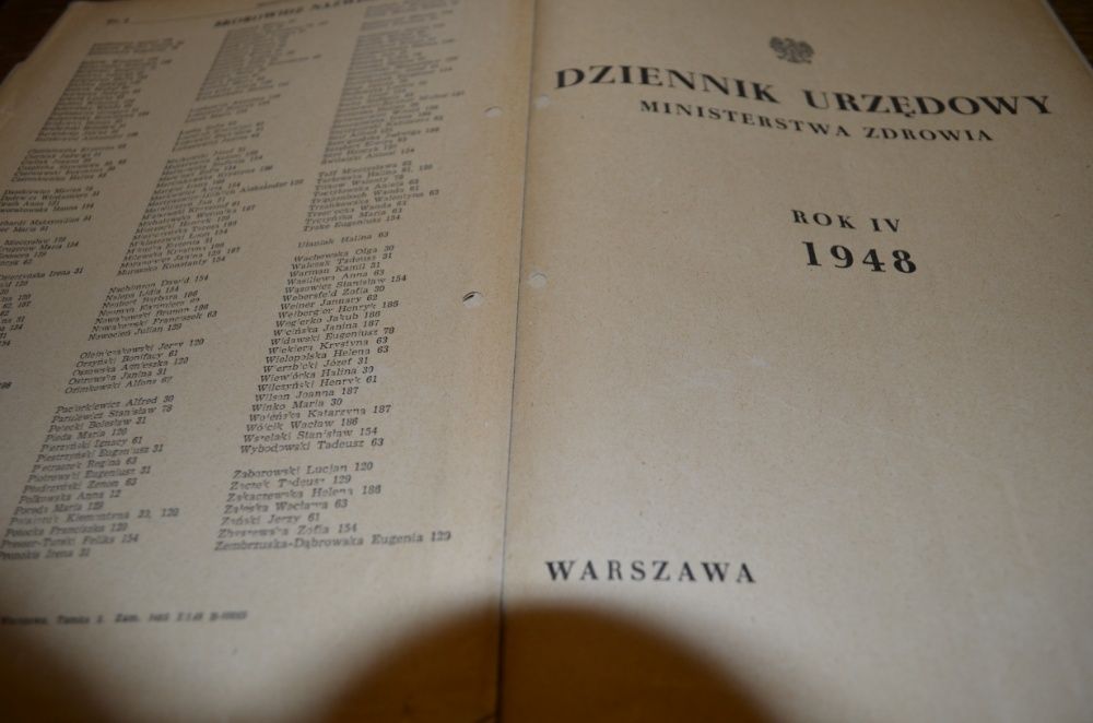 Dziennik Urzędowy Ministra Zdrowia IV 1948