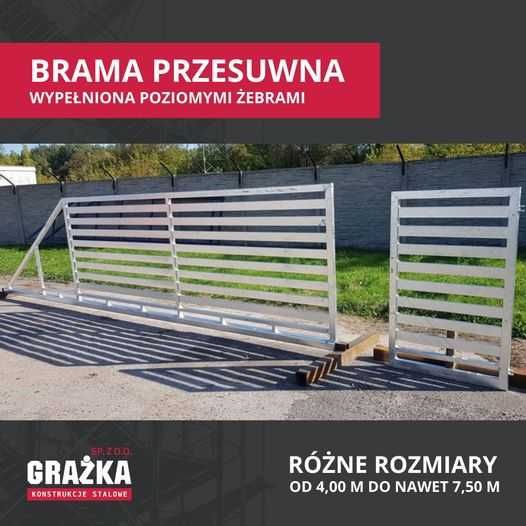 Brama przesuwna samonośna 4,00 m wypełniona profilem 80x20 OCYNKOWANA