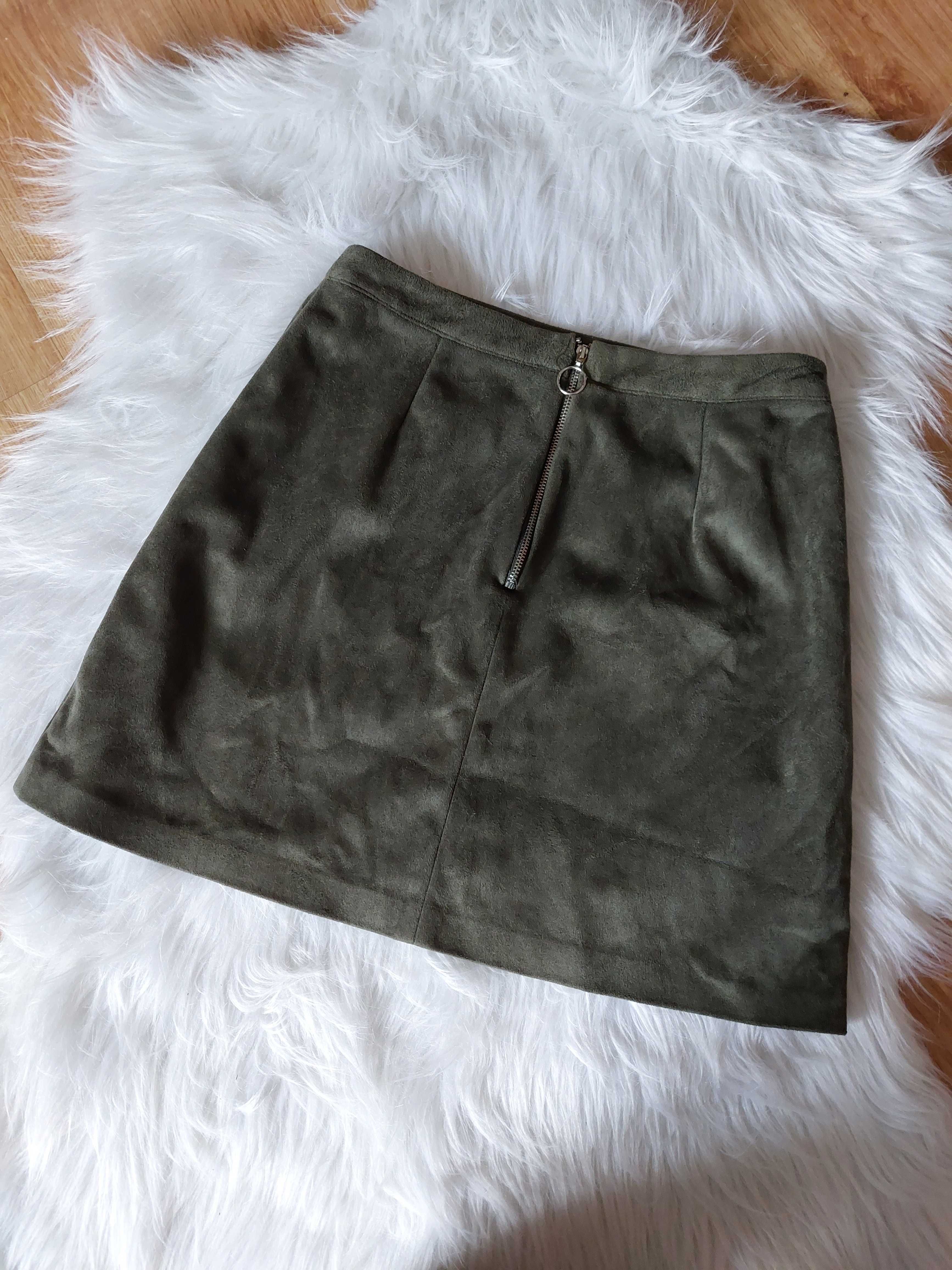 Primark mini spódniczka khaki s m spódnica zielona krótka