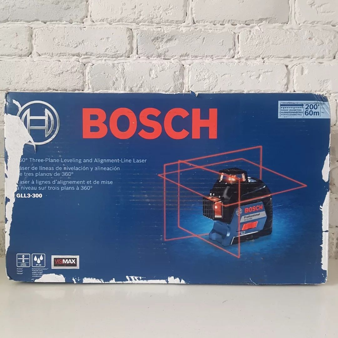 Уровень лазерний bosch gll 3-300 нівелір 3d червоний рівень 360 кейс