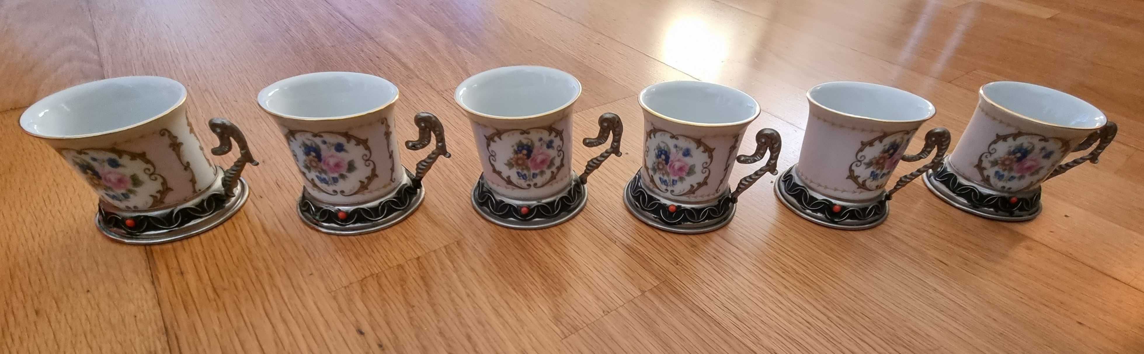 Porcelanas Vizavi Conjunto 6 chávenas com suportes