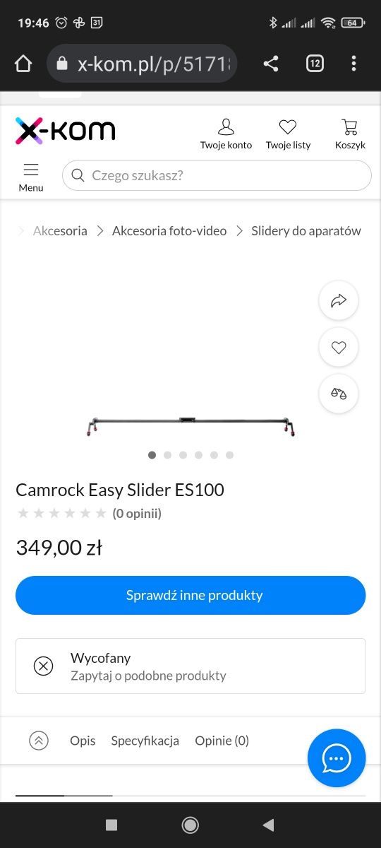 Camrock Easy Slider ES100 lekki wytrzymały slider video jazda kamerowa