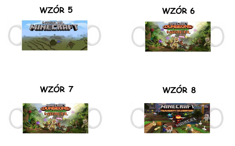 Kubek z nadrukiem Minecraft, różne wzory plus imię