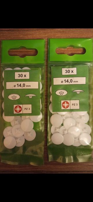 Biała Zaślepka Meblowa Plastikowa 14mm 60szt