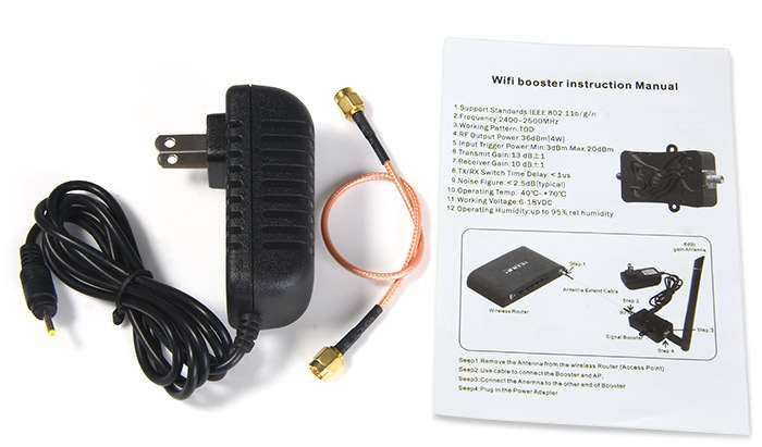 Amplificador Wifi 4W de banda larga sem fio Sinal Booster (Novo)