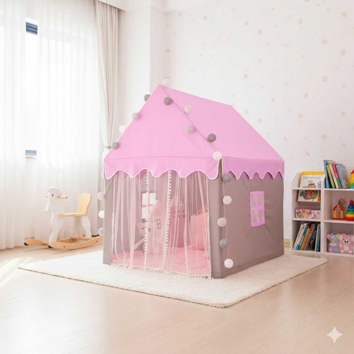 Namiot dla dzieci Kruzzel z lampkami LED – różowy domek do zabawy