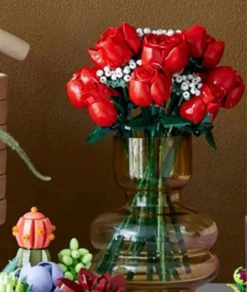 KLOCKI LEGO BUKIET RÓŻ róże kwiaty w doniczce zestaw ICONS PREZENT