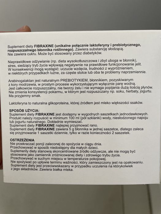 Fibraxine błonnik zaparcia laktoferyna 15 saszetek