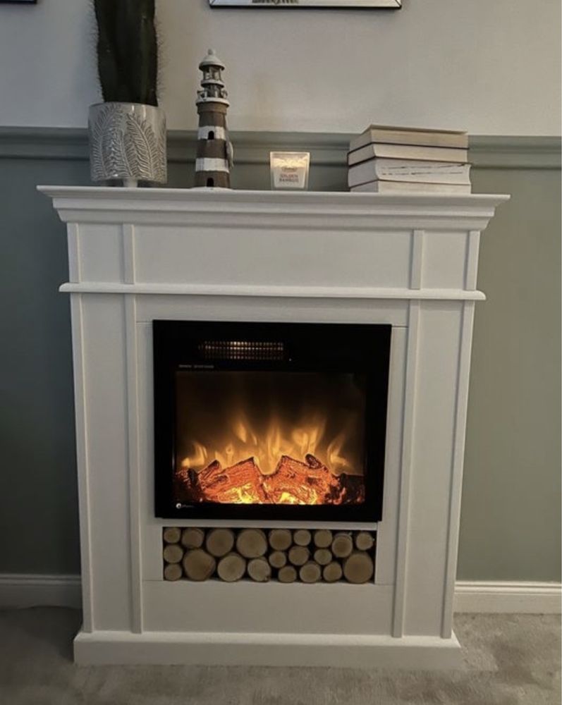Flame kominek z drewna portal piecyk Aflamo boho loft
