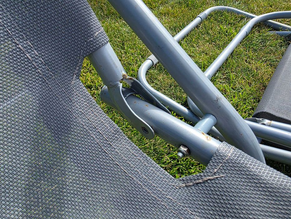 Leżaki ogrodowe plażowe grawitacyjne -– metalowe zawiasy – 2 szt