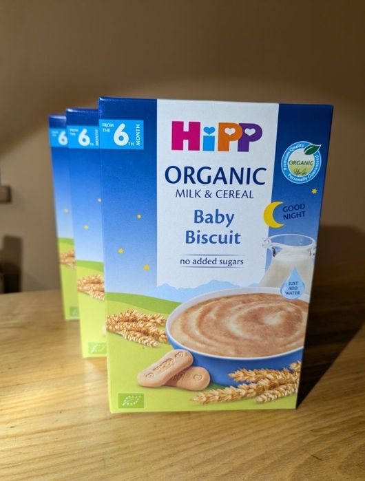 Дитяча молочна органічна каша HiPP На добраніч, з печивом + подарунок