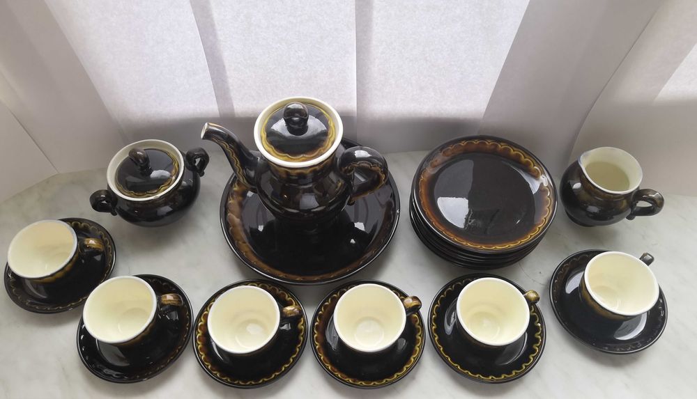 Кофейный сервиз Конаковский фаянсовый завод, винтаж СССР, 15 предметов